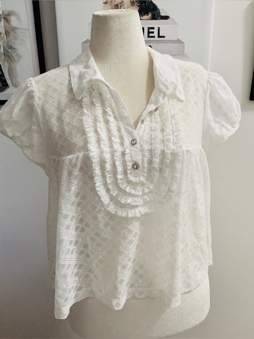 ANTHROPOLOGIE MAEVE PUFF SLEEVE CROPPED SWING TOP XL NWT - Picture 2 of 11